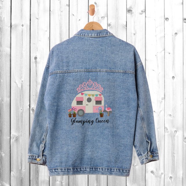 Pink Glamping Camping Queen Jeansjacke (Von Creator hochgeladen)