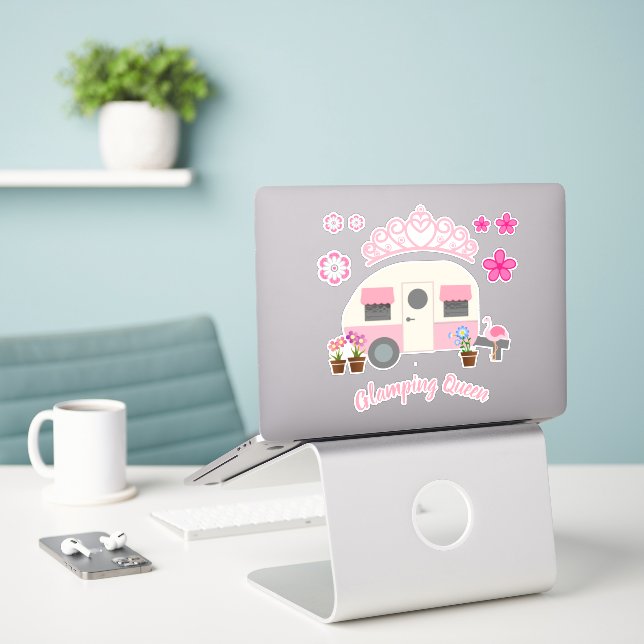Pink Glamping Queen Sticker Set (Laptop auf Schreibtisch)