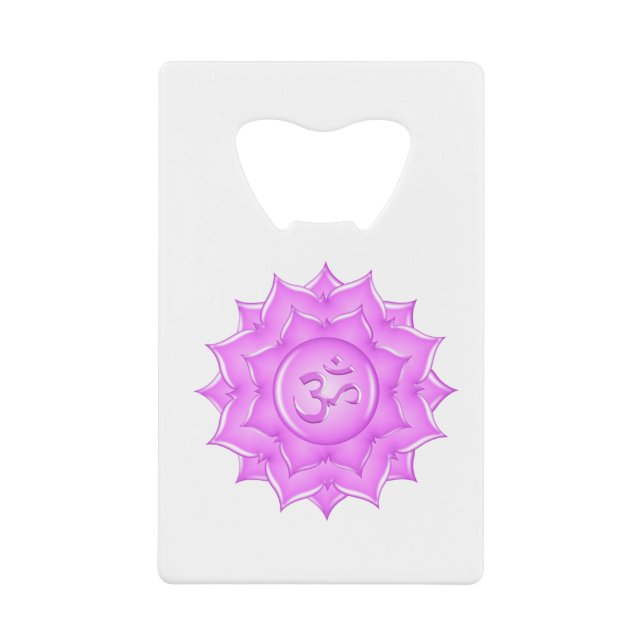 Pink Glass Lotus Blume Om Symbol Zeichnend Geldbeutel Flaschenöffner (Vorderseite)