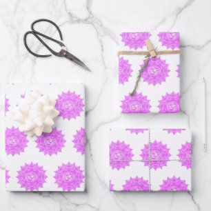 Pink Glass Lotus Blume Om Symbol Zeichnend Geschenkpapier Set