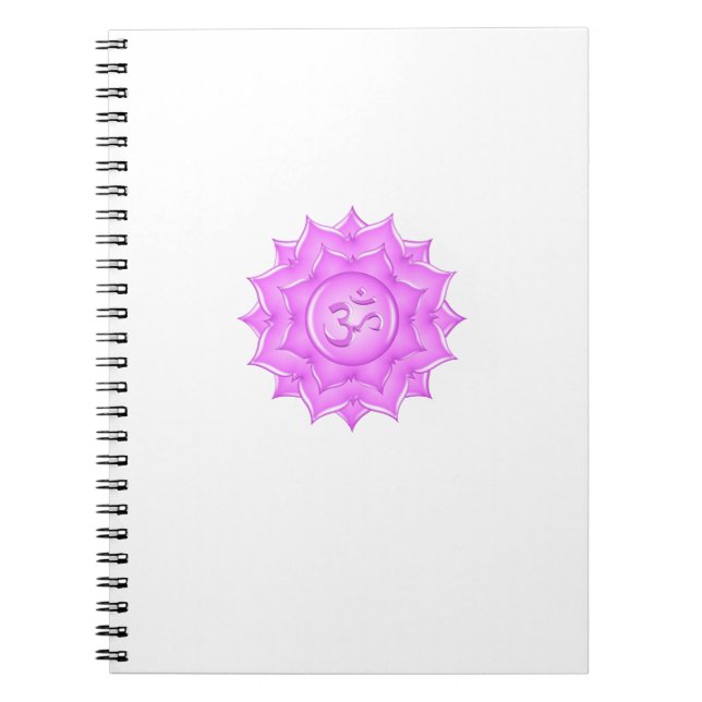 Pink Glass Lotus Blume Om Symbol Zeichnend Notizblock (Vorderseite)