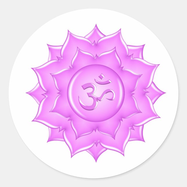Pink Glass Lotus Blume Om Symbol Zeichnend Runder Aufkleber (Vorderseite)