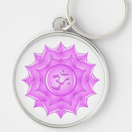 Pink Glass Lotus Blume Om Symbol Zeichnend Schlüsselanhänger
