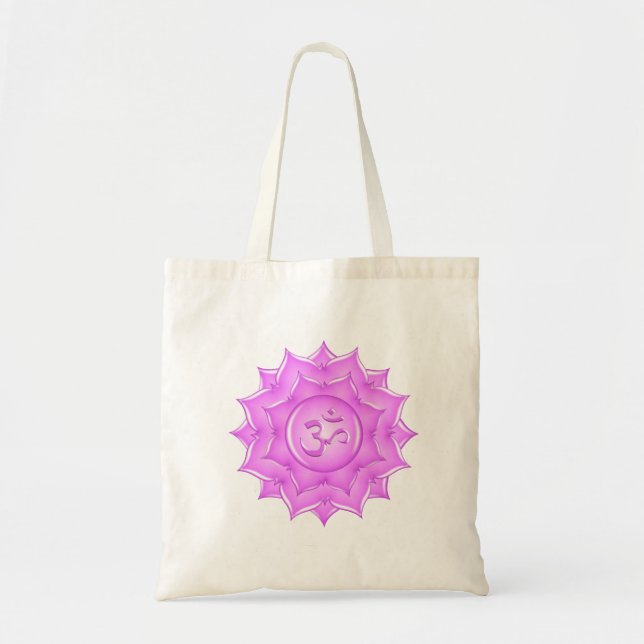 Pink Glass Lotus Blume Om Symbol Zeichnend Tragetasche (Vorne)