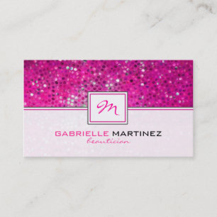 Pink Glitter Beautician-Karte Monogramm Visitenkarte