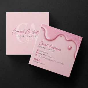 Pink Glitter Drips Makeup Artist Wimpern Schönheit Quadratische Visitenkarte