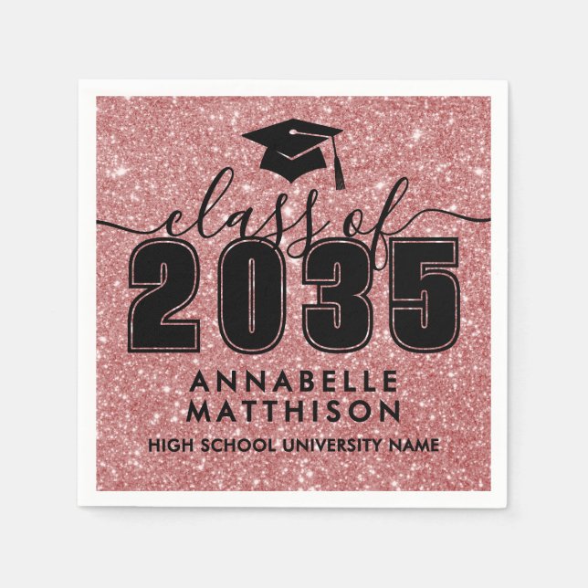 Pink Glitter Graduation Serviette (Vorderseite)