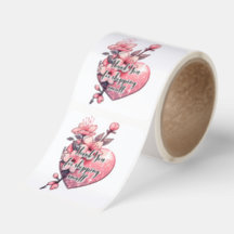 Pink Glitter Heart Floral Thank You Shopping Small