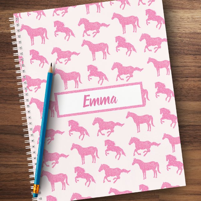 Pink Glitter Horse Pattern Little Girl First Name Notizbuch (Von Creator hochgeladen)