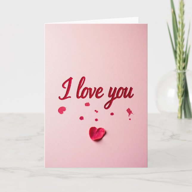 Pink Glitter I Love You Card Karte (Vorderseite)