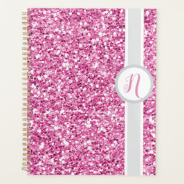 Pink Glitter Monogram Planner Planer