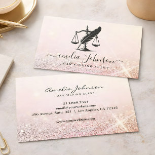 Pink Glitter Notar-Public-Loan-Signing-Agent  Visitenkarte