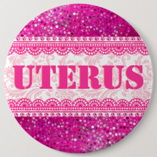 Pink Glitter & Spitze GOP Gebärmutter Besessenheit Button