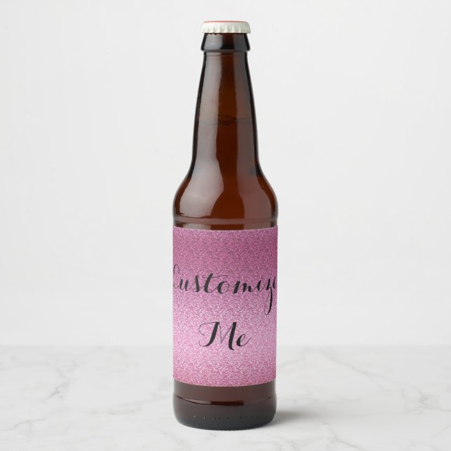 Pink Glittery Gradient Bierflaschenetikett (Vorderseite)
