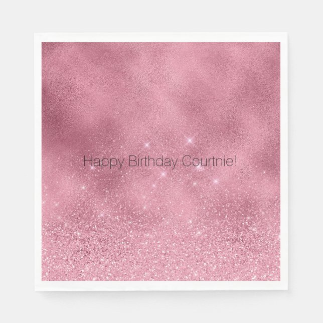 Pink Glitz Birthday Serviette (Vorderseite)