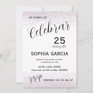 Pink Glitz Celebrar 25 Años Geburtstag Einladung