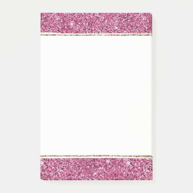 Pink Glitz Glitzer Post-it Klebezettel (Vorderseite)
