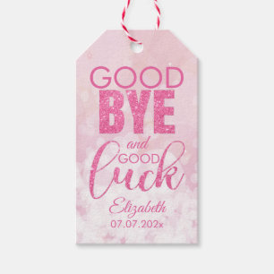 Pink Glitzer Auf Wiedersehen und Viel Glück Geschenkanhänger