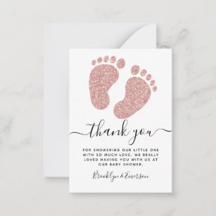 Pink Glitzer Baby Feet Baby Dusche Vielen Dank Mitteilungskarte