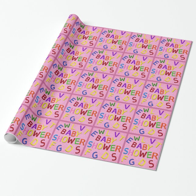 Pink Glitzer Babydusche Wrapping Paper Geschenkpapier (Ungerollt)