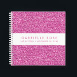 Pink Glitzer Bat Mitzvah Autograph Gästebuch Notizbuch<br><div class="desc">Hellrosa Glitzer (gedrucktes Bild) mit weißem Streifen auf dem Cover eines personalisierten Autographen-Buch-Stil Gästebuch mit Platz für einen optionalen hebräischen Namen, oder jeden Text, den Sie gewollt. Ein rosa, funkelnd aussehendes Party-Accessoire für eine Bat Mitzvah, Sweet 16, Quinceanera oder Geburtstagsparty, oder ein Skizzenbuch für jeden Rosa Funkelfreund, den Sie kennen....</div>