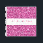 Pink Glitzer Bat Mitzvah Autograph Gästebuch Notizbuch<br><div class="desc">Hellrosa Glitzer (gedrucktes Bild) mit weißem Streifen auf dem Cover eines personalisierten Autographen-Buch-Stil Gästebuch mit Platz für einen optionalen hebräischen Namen, oder jeden Text, den Sie gewollt. Ein rosa, funkelnd aussehendes Party-Accessoire für eine Bat Mitzvah, Sweet 16, Quinceanera oder Geburtstagsparty, oder ein Skizzenbuch für jeden Rosa Funkelfreund, den Sie kennen....</div>