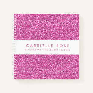 Pink Glitzer Bat Mitzvah Autograph Gästebuch Notizbuch