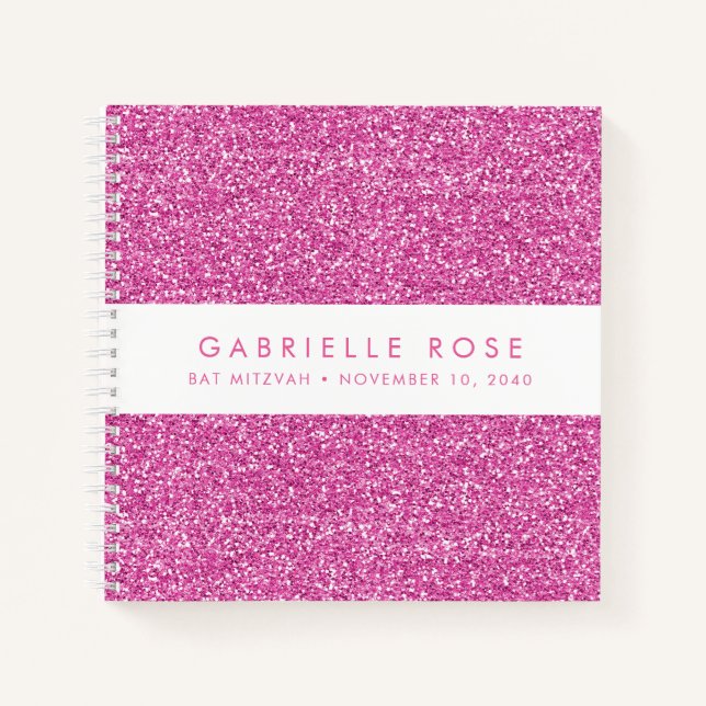 Pink Glitzer Bat Mitzvah Autograph Gästebuch Notizbuch (Vorderseite)