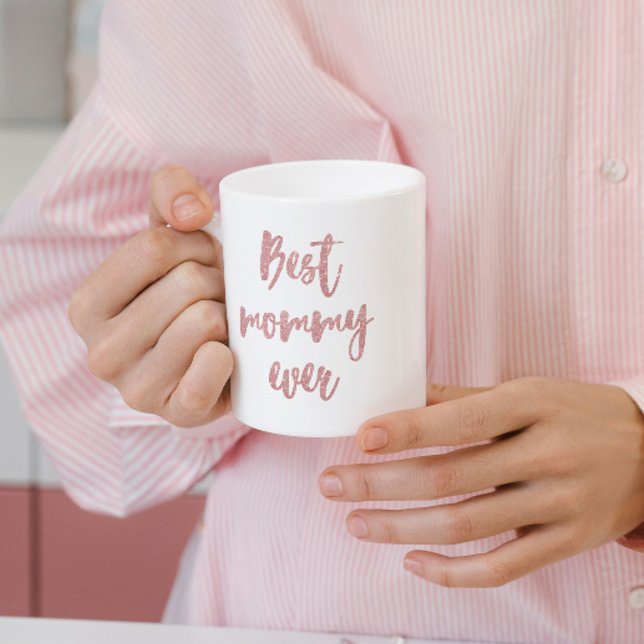 Pink Glitzer Calligraphy Best Mommy Ever Kaffeetasse (Von Creator hochgeladen)