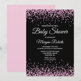 Pink Glitzer Confetti Black Baby Dusche laden ein Einladung