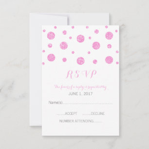 Pink Glitzer Confetti Response Card RSVP Karte