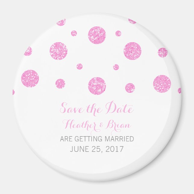 Pink Glitzer Confetti Speichern Sie das Datumsfens Magnet (Vorne)