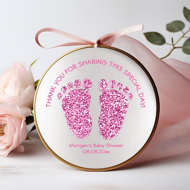 Pink Glitzer Feet Baby Dusche Gefallen Danke Girl Runder Aufkleber (Von Creator hochgeladen)