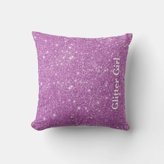 Pink Glitzer Girl Zeigen Sie Ihre Glamour sparkell Kissen (Vorderseite)