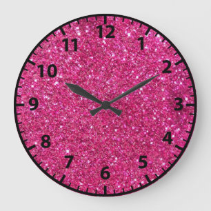 Pink Glitzer Girl's Room Wall Clock Große Wanduhr
