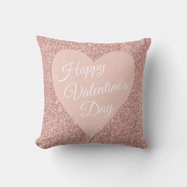 Pink Glitzer Happy Valentines Day genannt Kissen (Vorderseite)