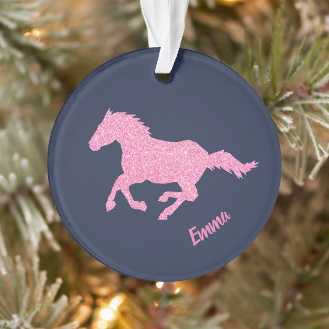Pink Glitzer Horse Little Girl Ornament (Baum)