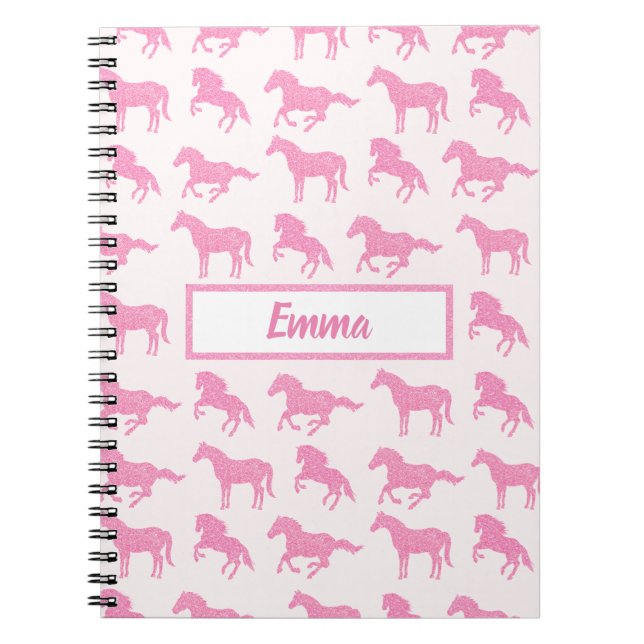 Pink Glitzer Horse Pattern Little Girl Vorname Notizblock (Vorderseite)