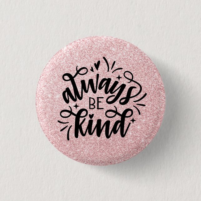 Pink-Glitzer/immer mit dem Kind Button (Vorderseite)