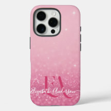 Pink Glitzer iPhone Case mit Initialen & Name