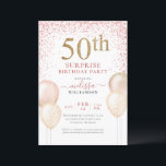 Pink Glitzer Kalligraphie Überraschung 50. Geburts Einladung<br><div class="desc">Rosa Kalligraphie Glitzer Balloons Elegant Moderne Überraschung 50. Geburtstag</div>