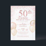 Pink Glitzer Kalligraphie Überraschung 50. Geburts Einladung<br><div class="desc">Rosa Kalligraphie Glitzer Balloons Elegant Moderne Überraschung 50. Geburtstag</div>