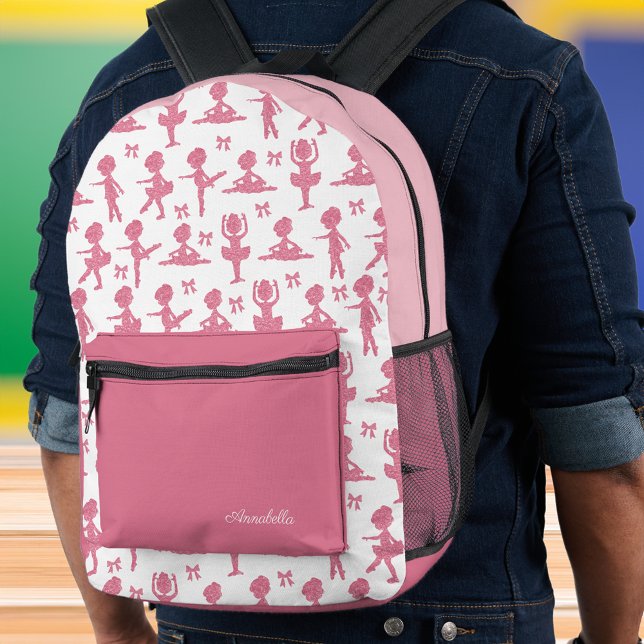 Pink Glitzer Kleine Girl Ballerina Balletter Muste Bedruckter Rucksack (Von Creator hochgeladen)