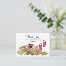 Pink Glitzer Ladybug Vielen Dank Mitteilungskarte