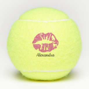 Pink-Glitzer-Lipstick Sensual Kiss Kundenname Tennisbälle