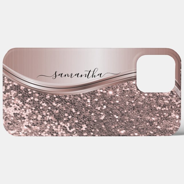 Pink Glitzer Look Handgeschriebener Name Case-Mate iPhone Hülle (Rückseite (Horizontal))
