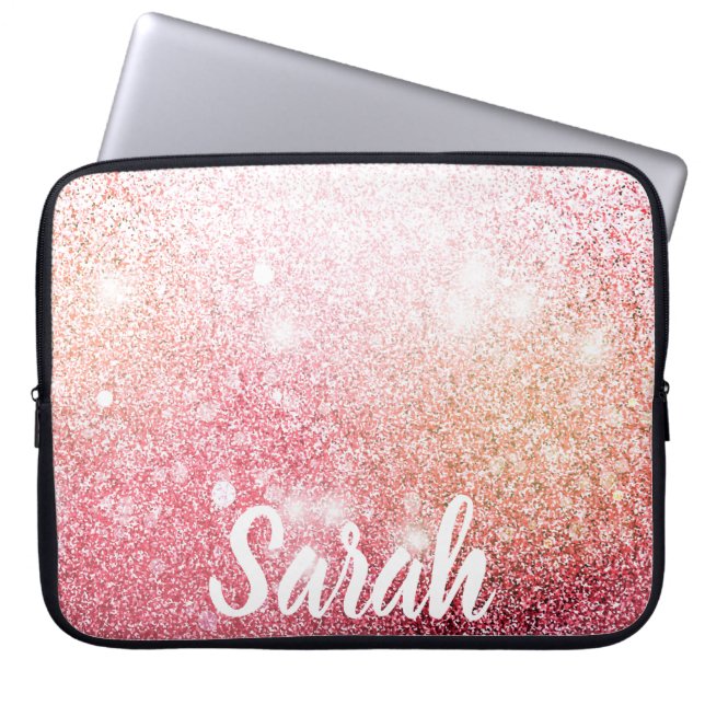 Pink Glitzer Luxus Design Laptopschutzhülle (Vorderseite)