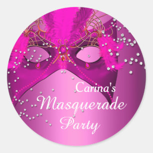 Pink Glitzer-Maskenparty-Aufkleber Runder Aufkleber