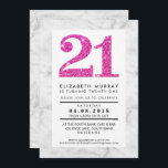 PINK GLITZER NUMBER 21 21st INVITE Einfacher Marmo Einladung<br><div class="desc">*** HINWEIS - DER PINK GLITZER EFFECT IST EIN DRUCKENDES BILD *** Ein trendiges Einladungs-Design für Ihren Geburtstag für jedes Alter - kontaktieren Sie mich, um den Glitzer-Typ für Sie zu ändern! Als Vorlage können Sie ganz einfach Ihre eigenen Daten hinzufügen oder auf die Schaltfläche Anpassen klicken und Text, Schriftart,...</div>
