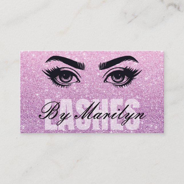 Pink Glitzer Ombre Lash Tech QR Code Scannable Visitenkarte (Vorderseite)